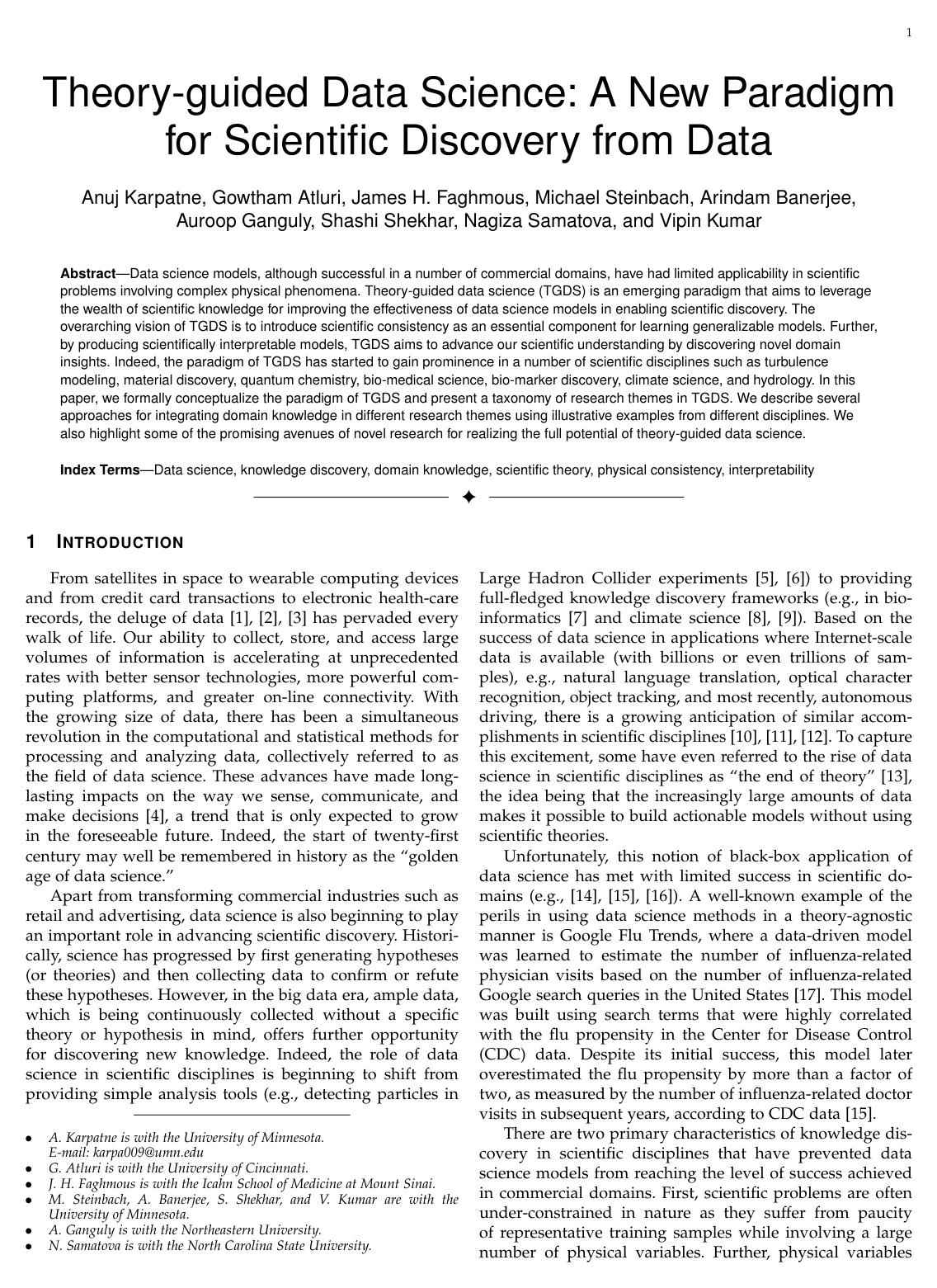Cover for Theory-Guided Data Science: A New Paradigm for Scientific Discovery from Data