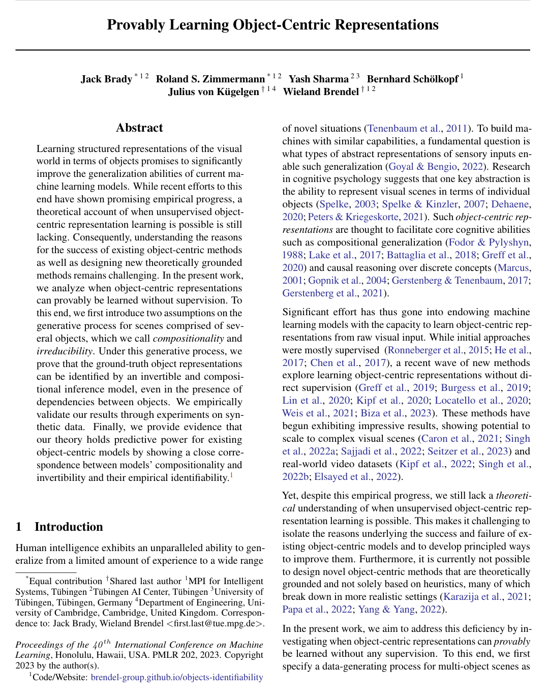 Provably Learning Object-Centric Representations