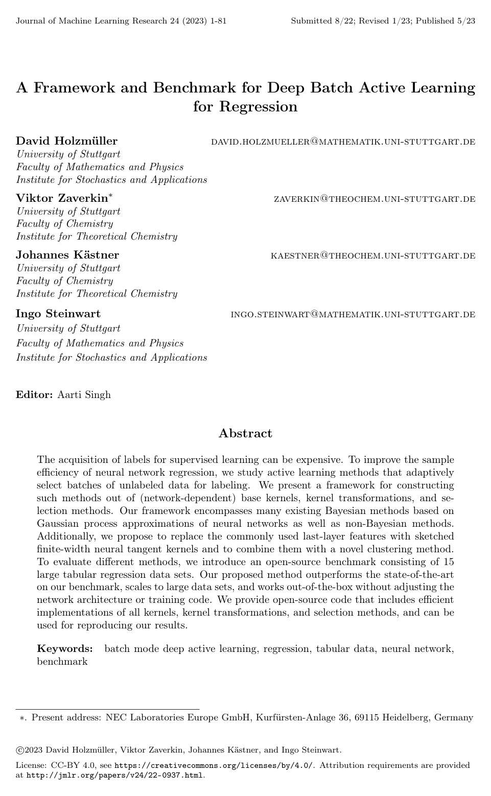 A Framework and Benchmark for Deep Batch Active Learning for Regression