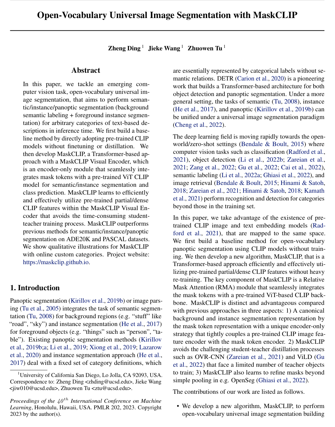 Open-Vocabulary Universal Image Segmentation with MaskCLIP