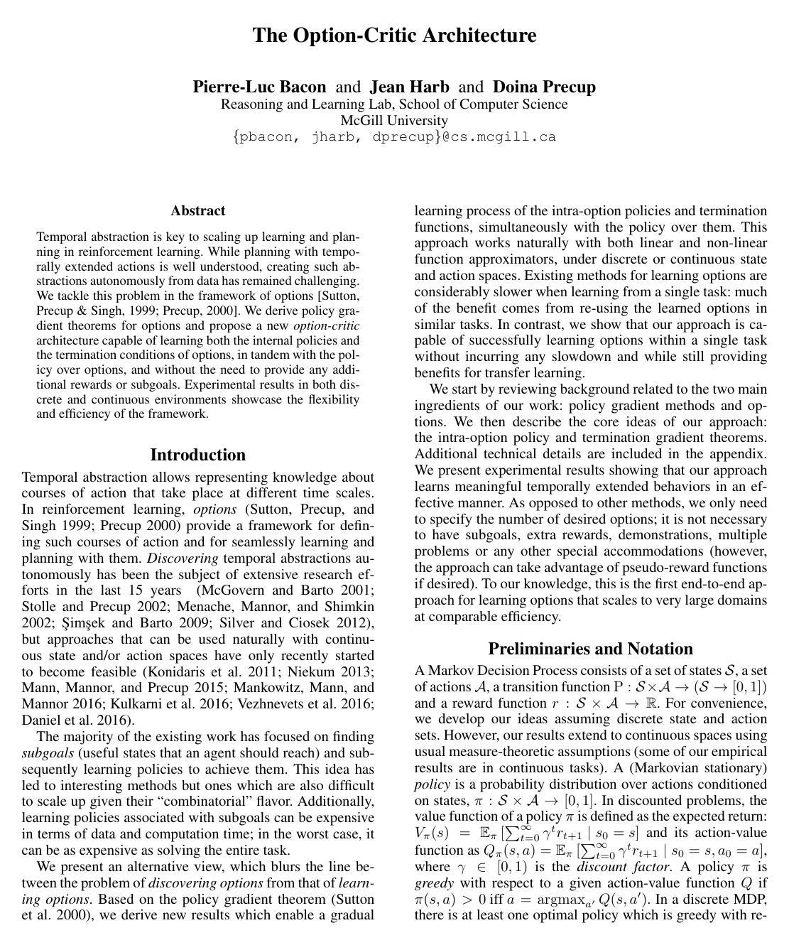 Cover for The Option-Critic Architecture