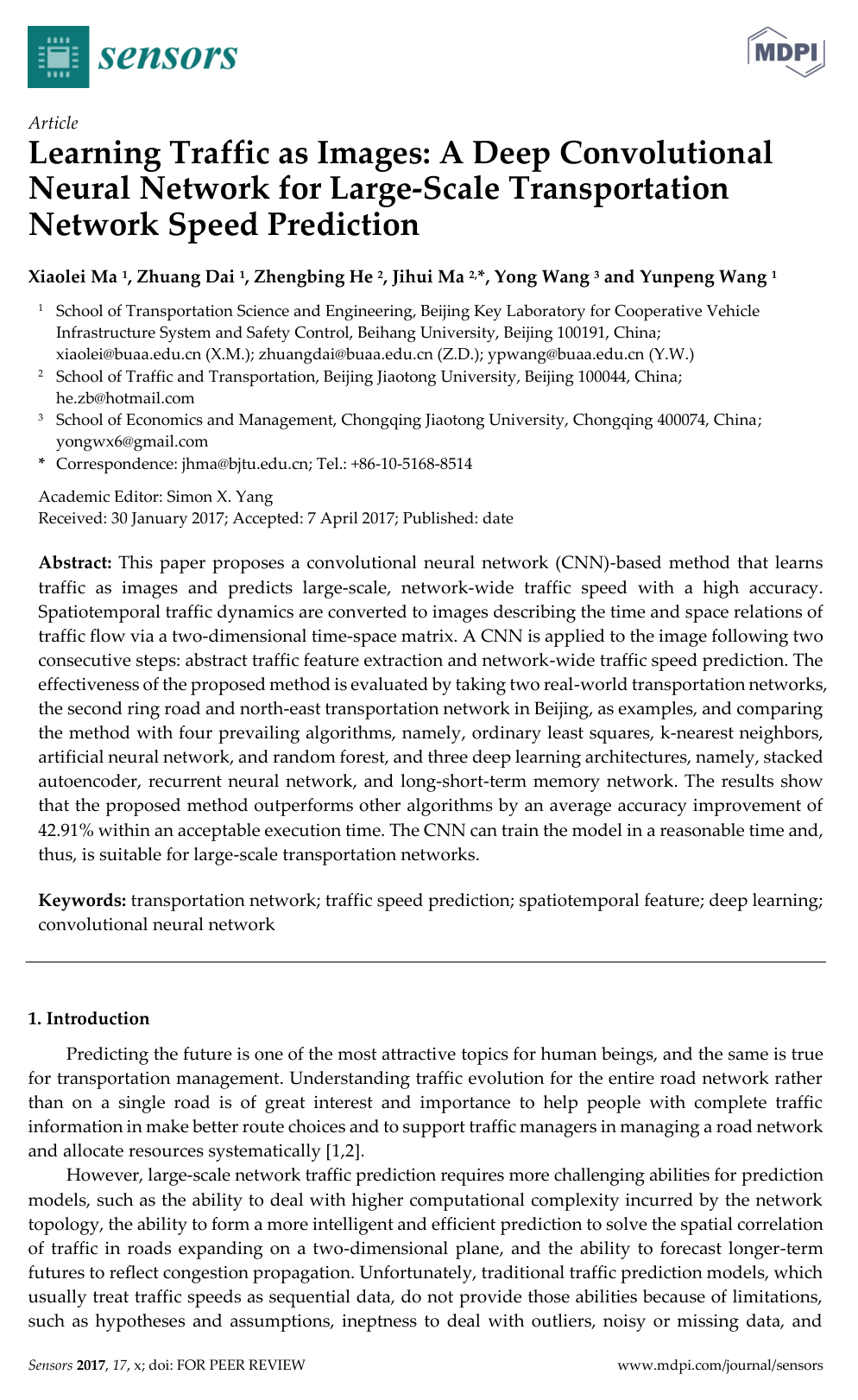 Learning Traffic as Images: A Deep Convolutional Neural Network for Large-Scale Transportation Network Speed Prediction