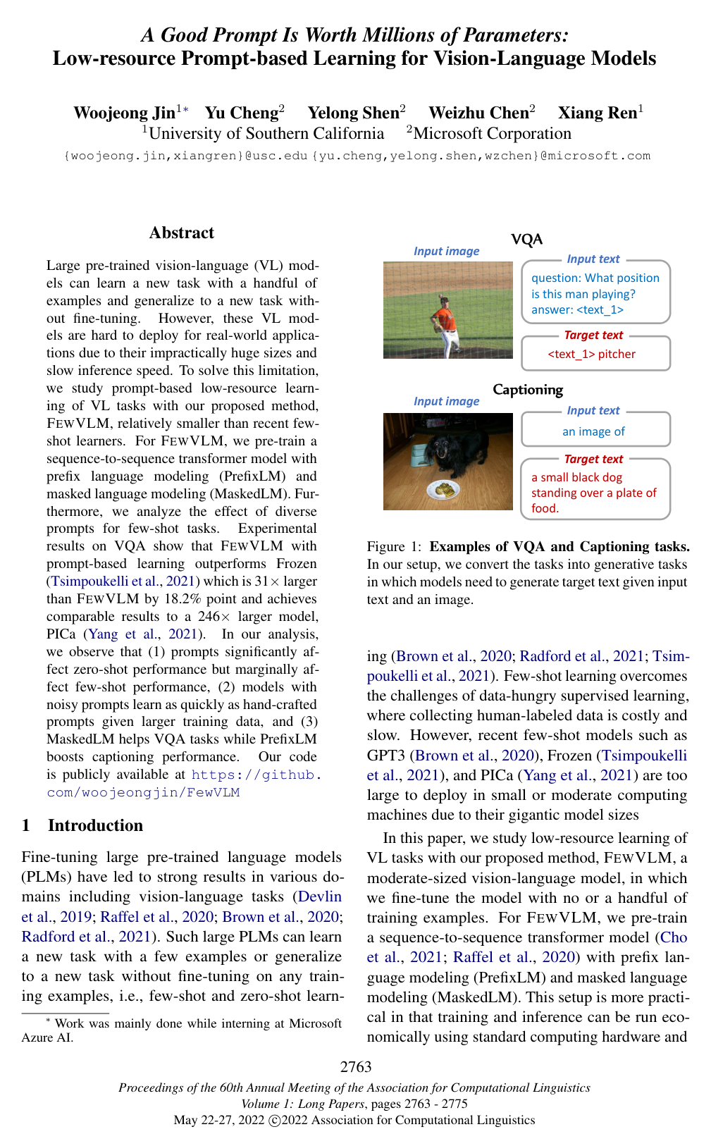 A Good Prompt Is Worth Millions of Parameters: Low-resource Prompt-based Learning for Vision-Language Models