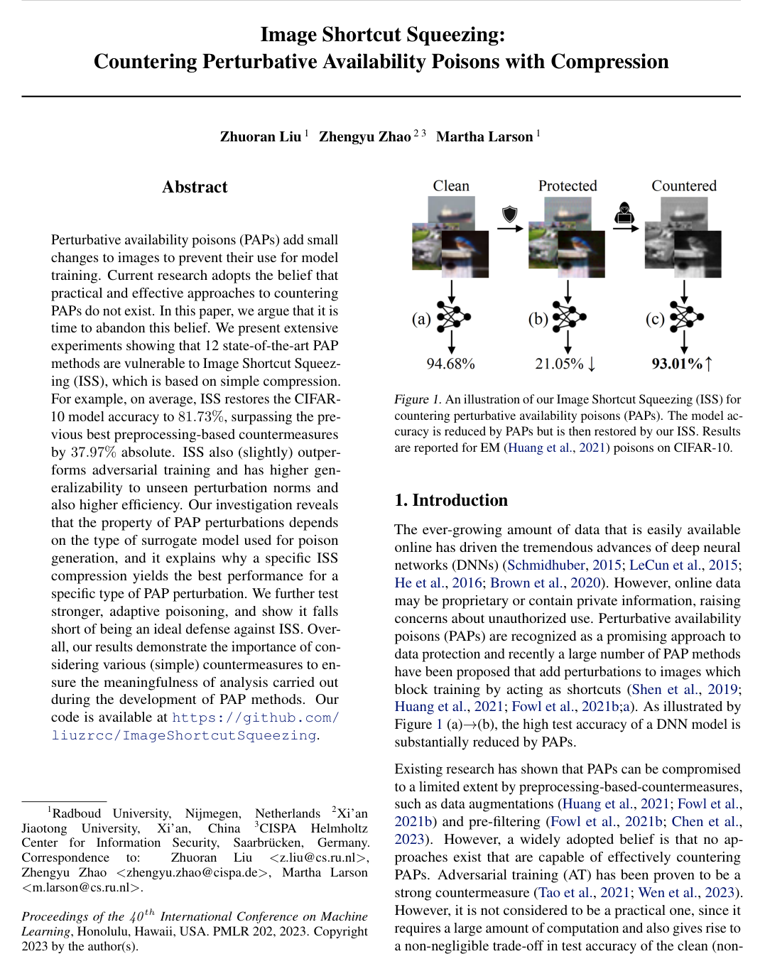 Image Shortcut Squeezing: Countering Perturbative Availability Poisons with Compression