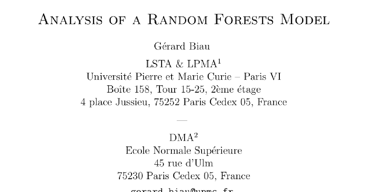 Analysis of a Random Forests Model cover