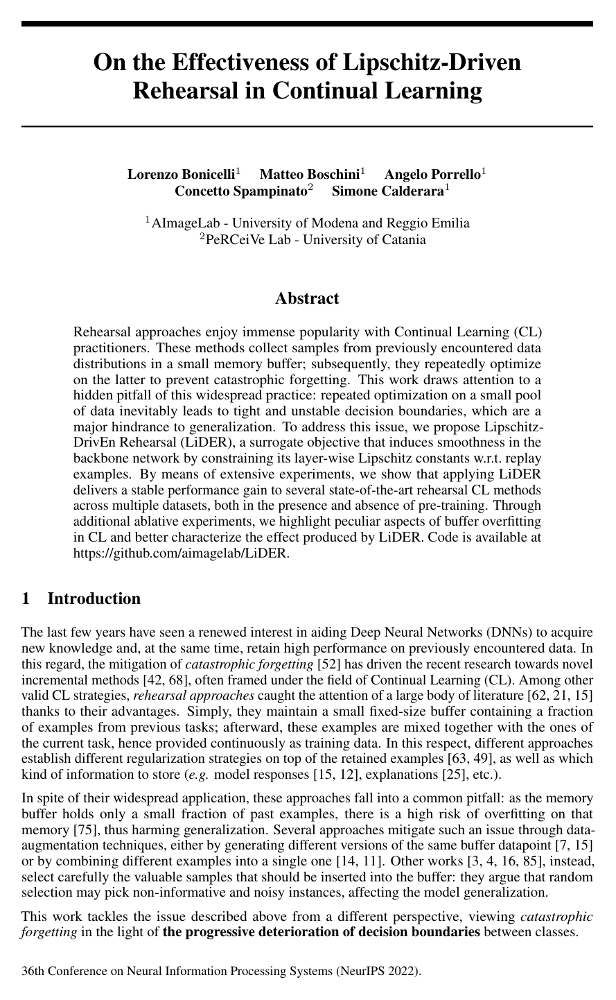 On the Effectiveness of Lipschitz-Driven Rehearsal in Continual Learning