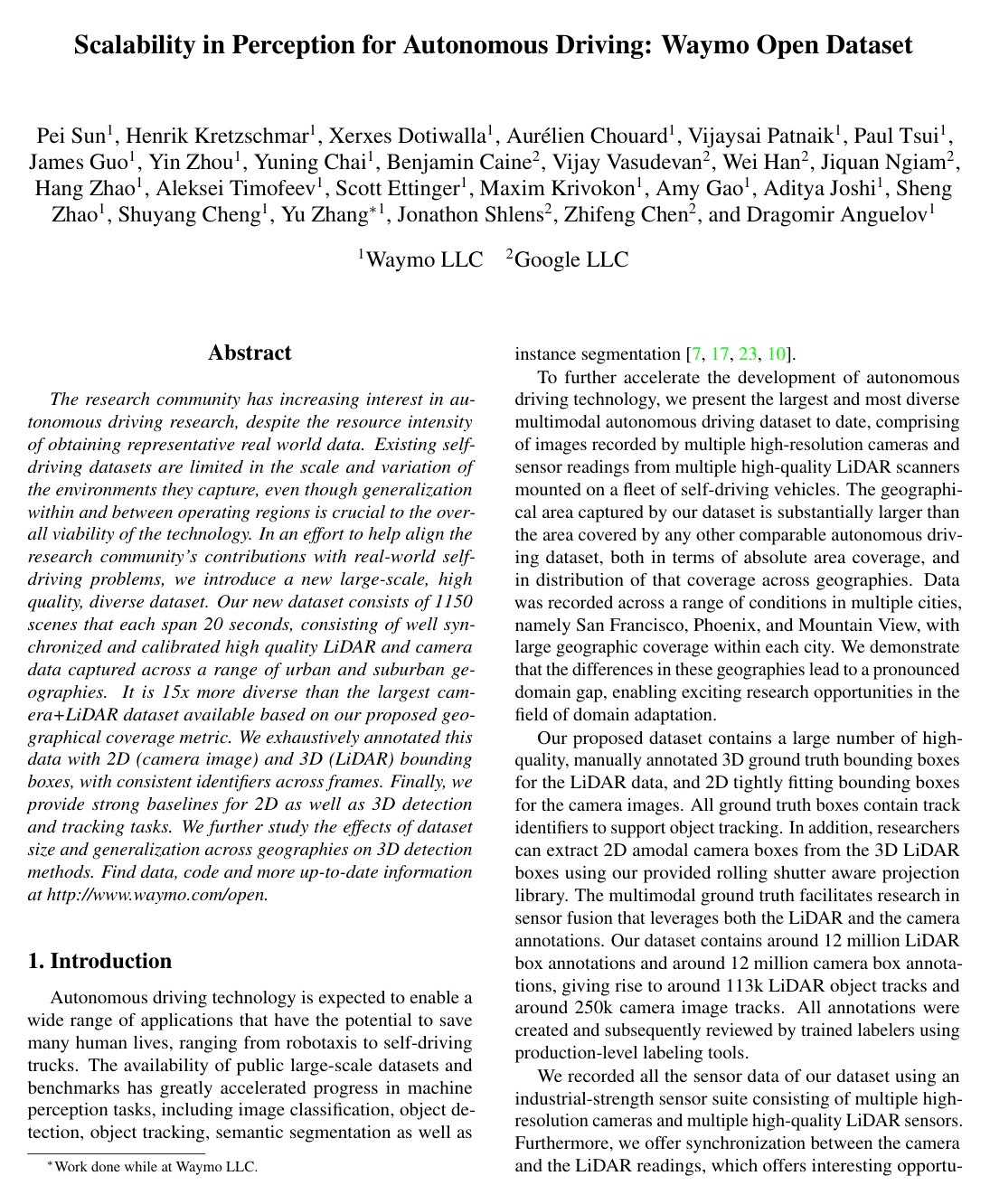Scalability in Perception for Autonomous Driving: Waymo Open Dataset