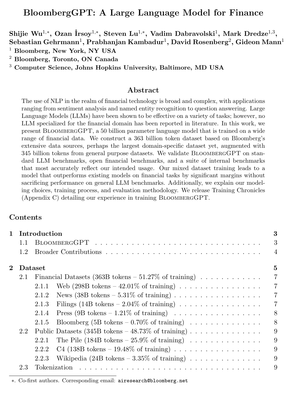 Cover for BloombergGPT: A Large Language Model for Finance