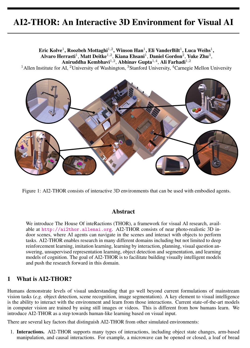 Cover for AI2-THOR: An Interactive 3D Environment for Visual AI