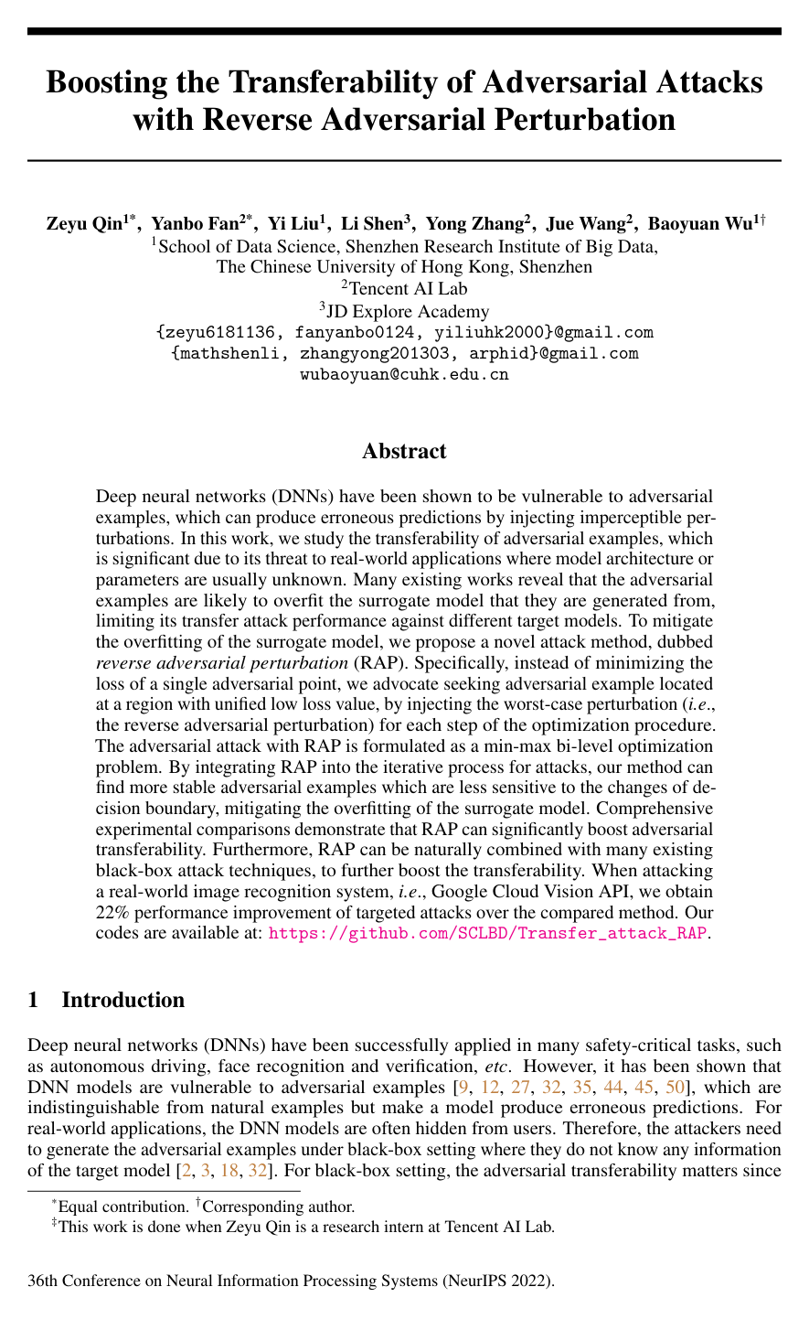 Cover for Boosting the Transferability of Adversarial Attacks with Reverse Adversarial Perturbation