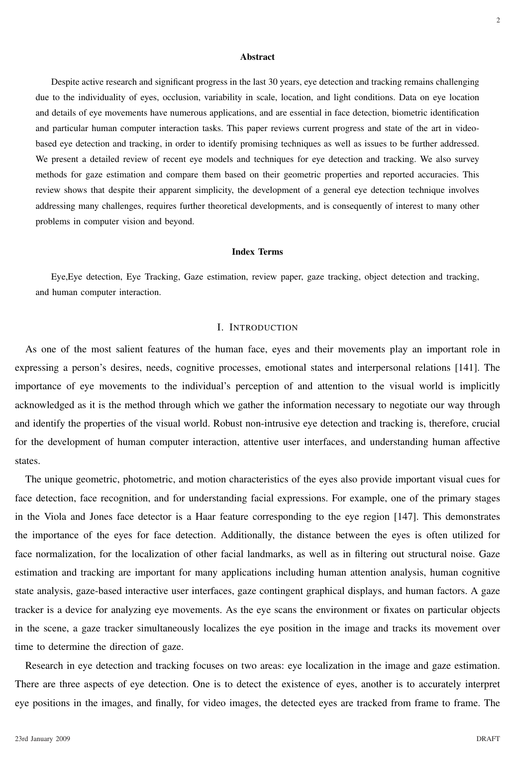 Cover for In the Eye of the Beholder: A Survey of Models for Eyes and Gaze