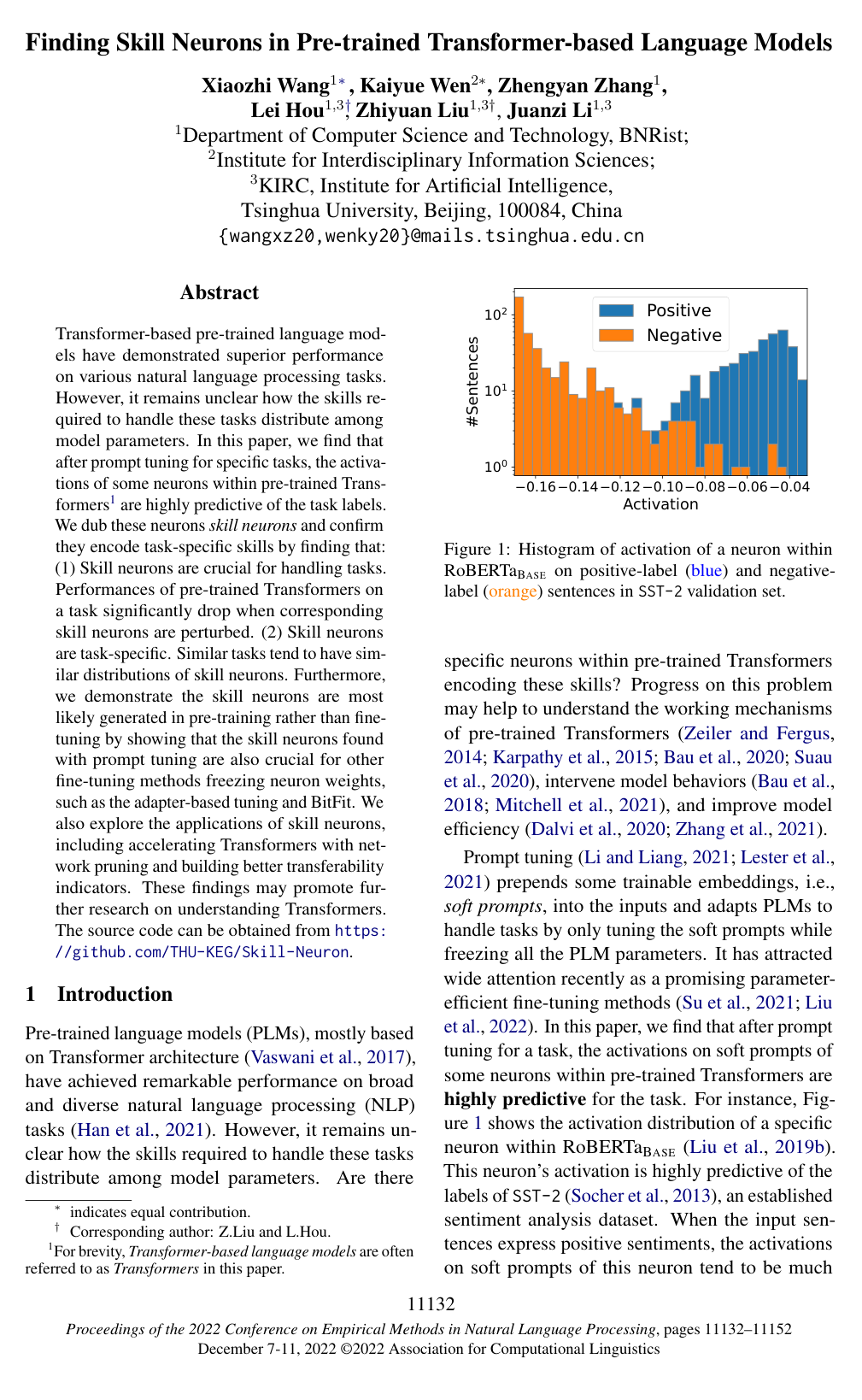 Finding Skill Neurons in Pre-trained Transformer-based Language Models