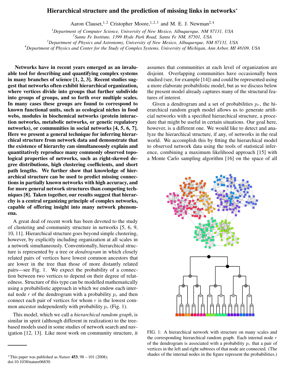Hierarchical structure and the prediction of missing links in networks