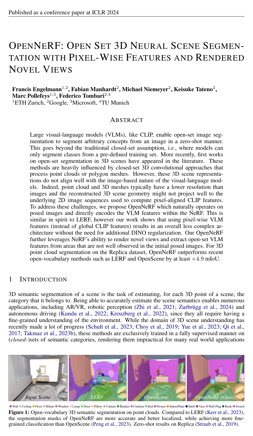 Cover for OpenNeRF: Open Set 3D Neural Scene Segmentation with Pixel-Wise Features and Rendered Novel Views