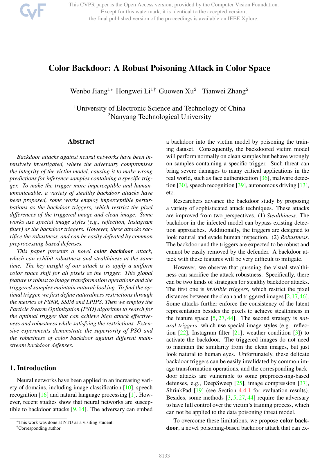 Color Backdoor: A Robust Poisoning Attack in Color Space