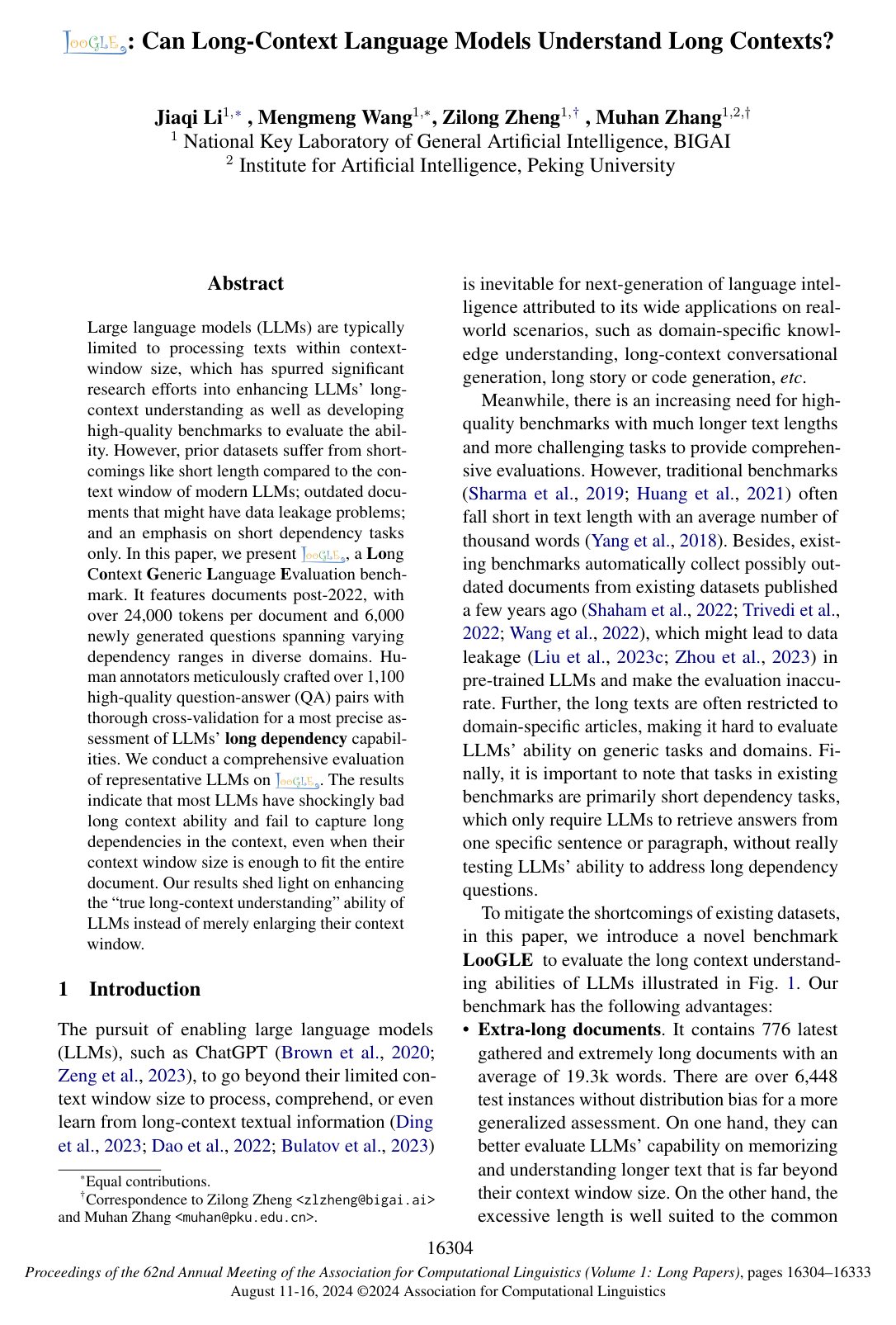 Cover for LooGLE: Can Long-Context Language Models Understand Long Contexts?