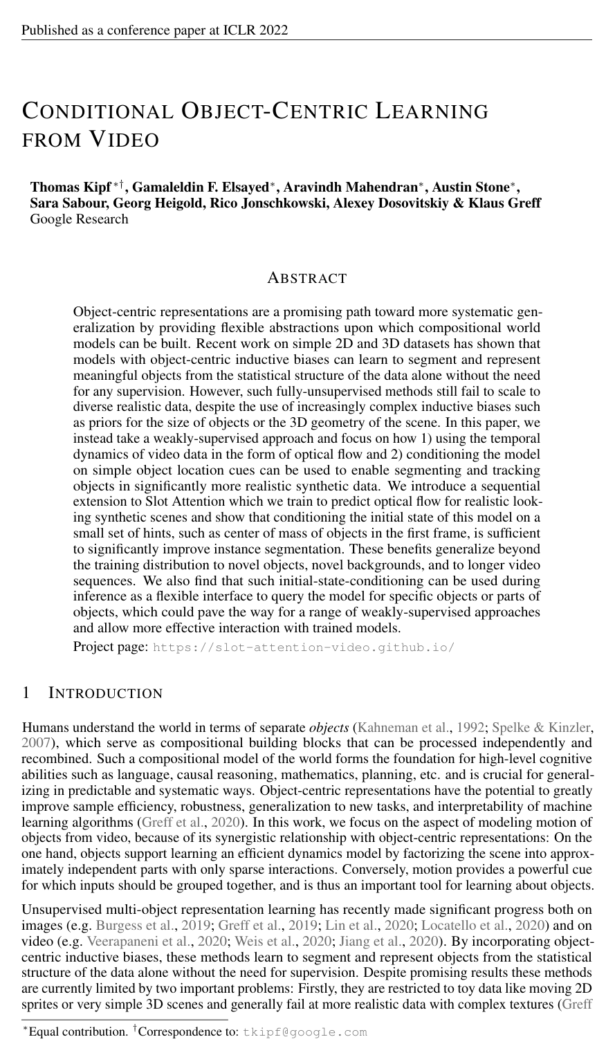 Conditional Object-Centric Learning from Video