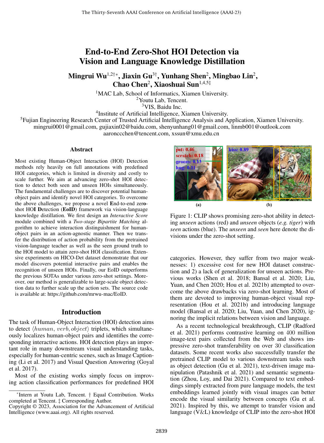 End-to-End Zero-Shot HOI Detection via Vision and Language Knowledge Distillation
