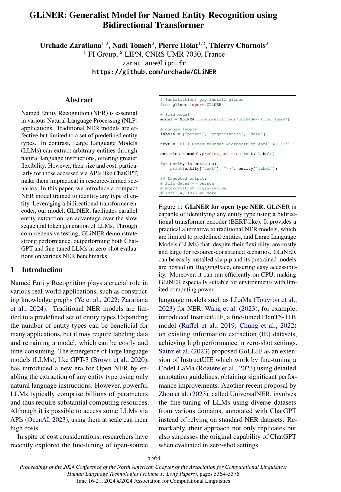 Cover for GLiNER: Generalist Model for Named Entity Recognition using Bidirectional Transformer
