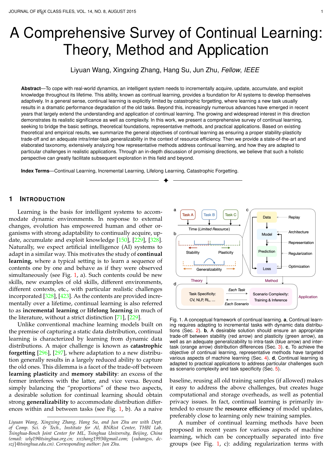 A Comprehensive Survey of Continual Learning: Theory, Method and Application