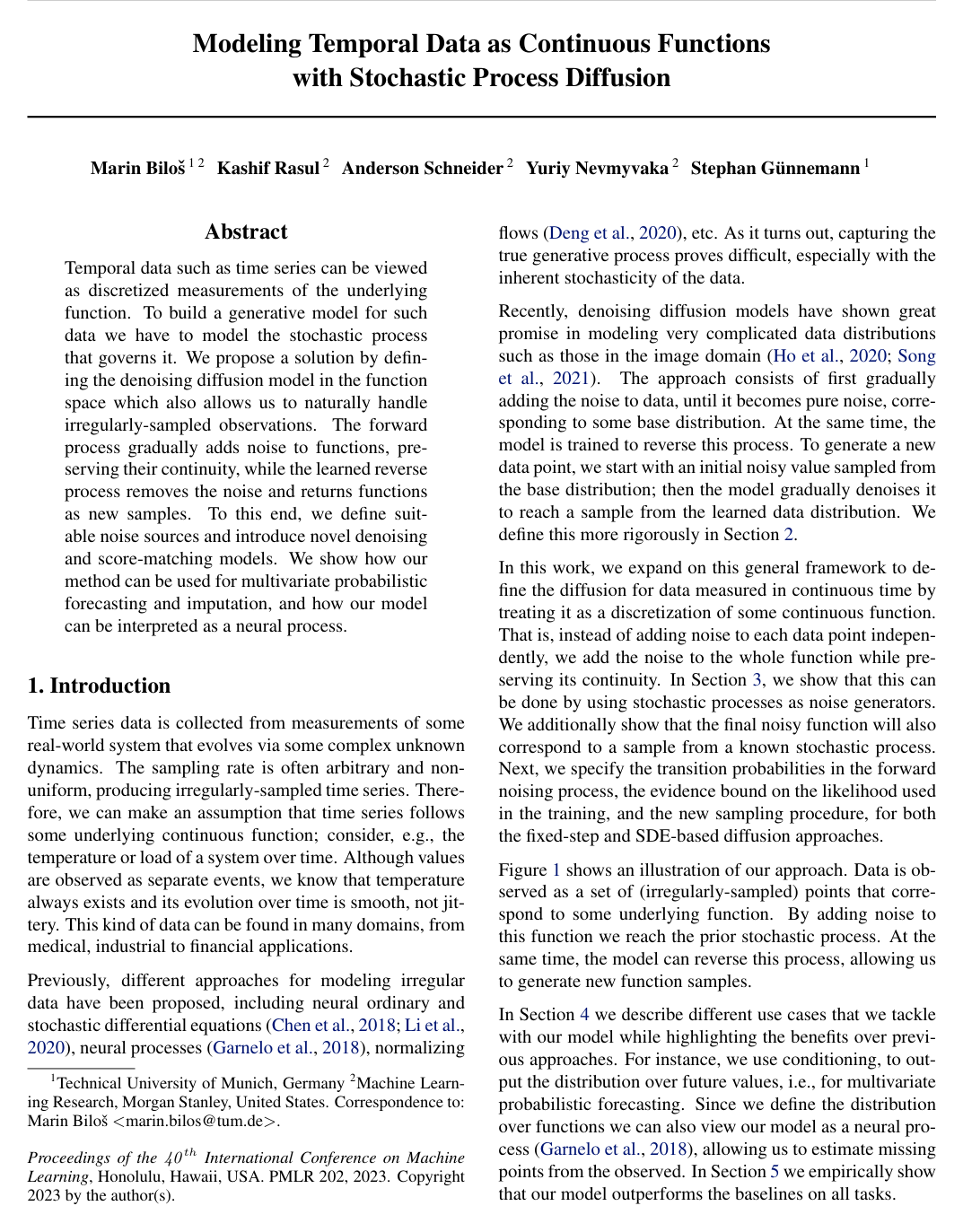Modeling Temporal Data as Continuous Functions with Stochastic Process Diffusion