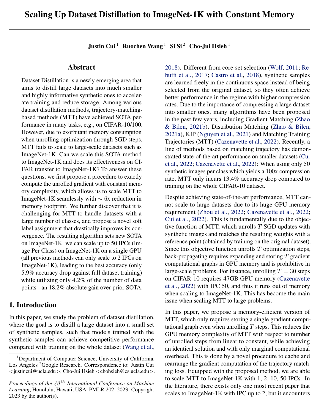 Scaling Up Dataset Distillation to ImageNet-1K with Constant Memory