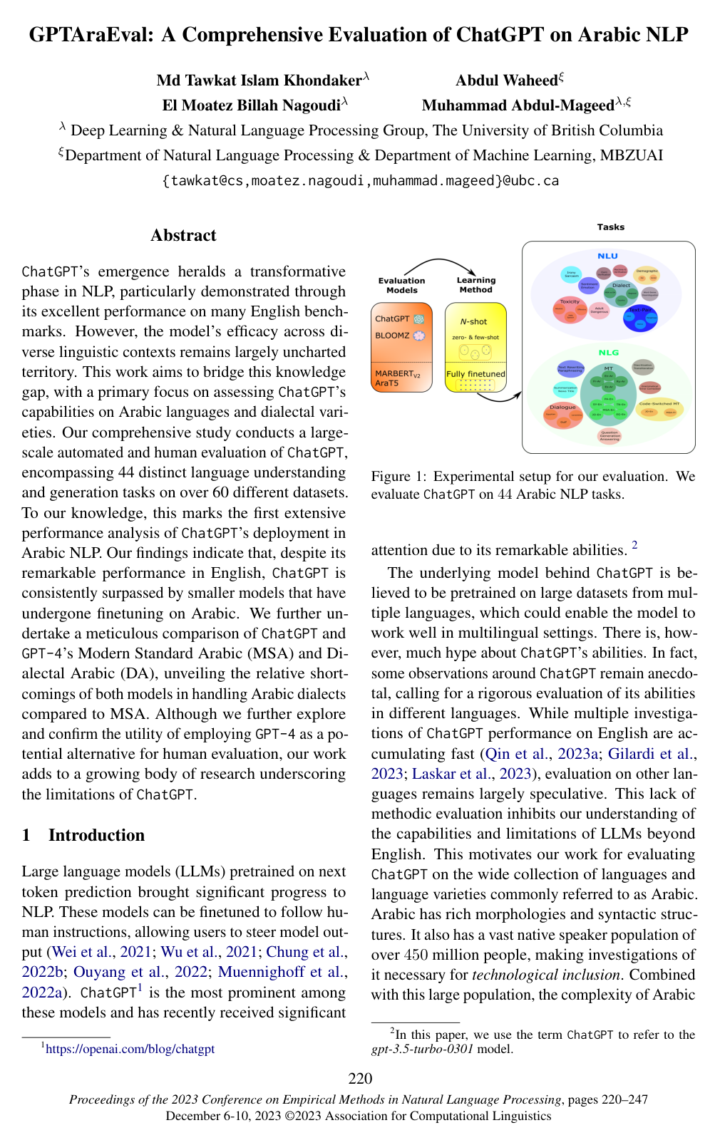 GPTAraEval: A Comprehensive Evaluation of ChatGPT on Arabic NLP