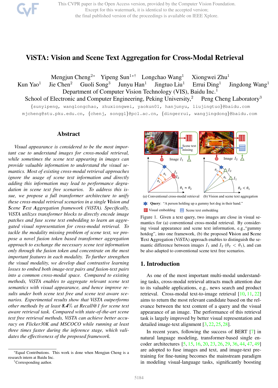 ViSTA: Vision and Scene Text Aggregation for Cross-Modal Retrieval