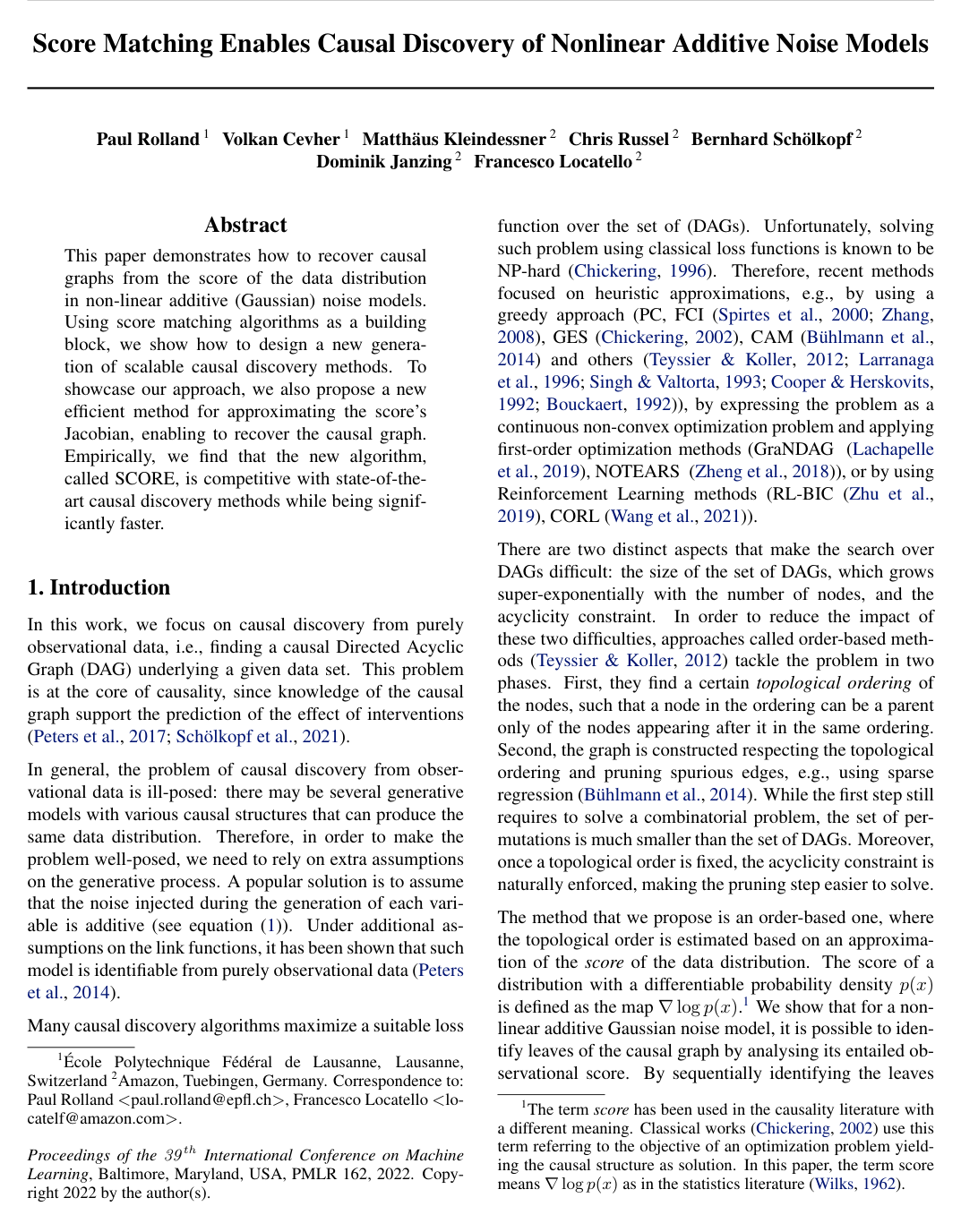 Score Matching Enables Causal Discovery of Nonlinear Additive Noise Models