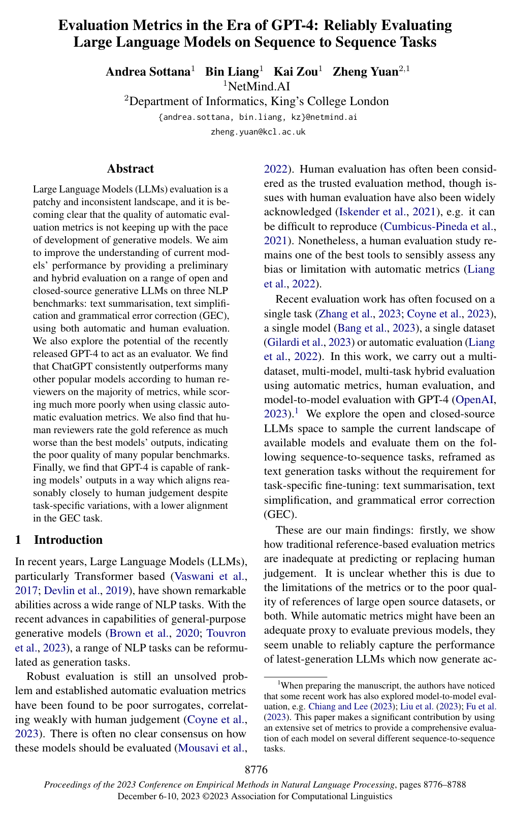 Evaluation Metrics in the Era of GPT-4: Reliably Evaluating Large Language Models on Sequence to Sequence Tasks