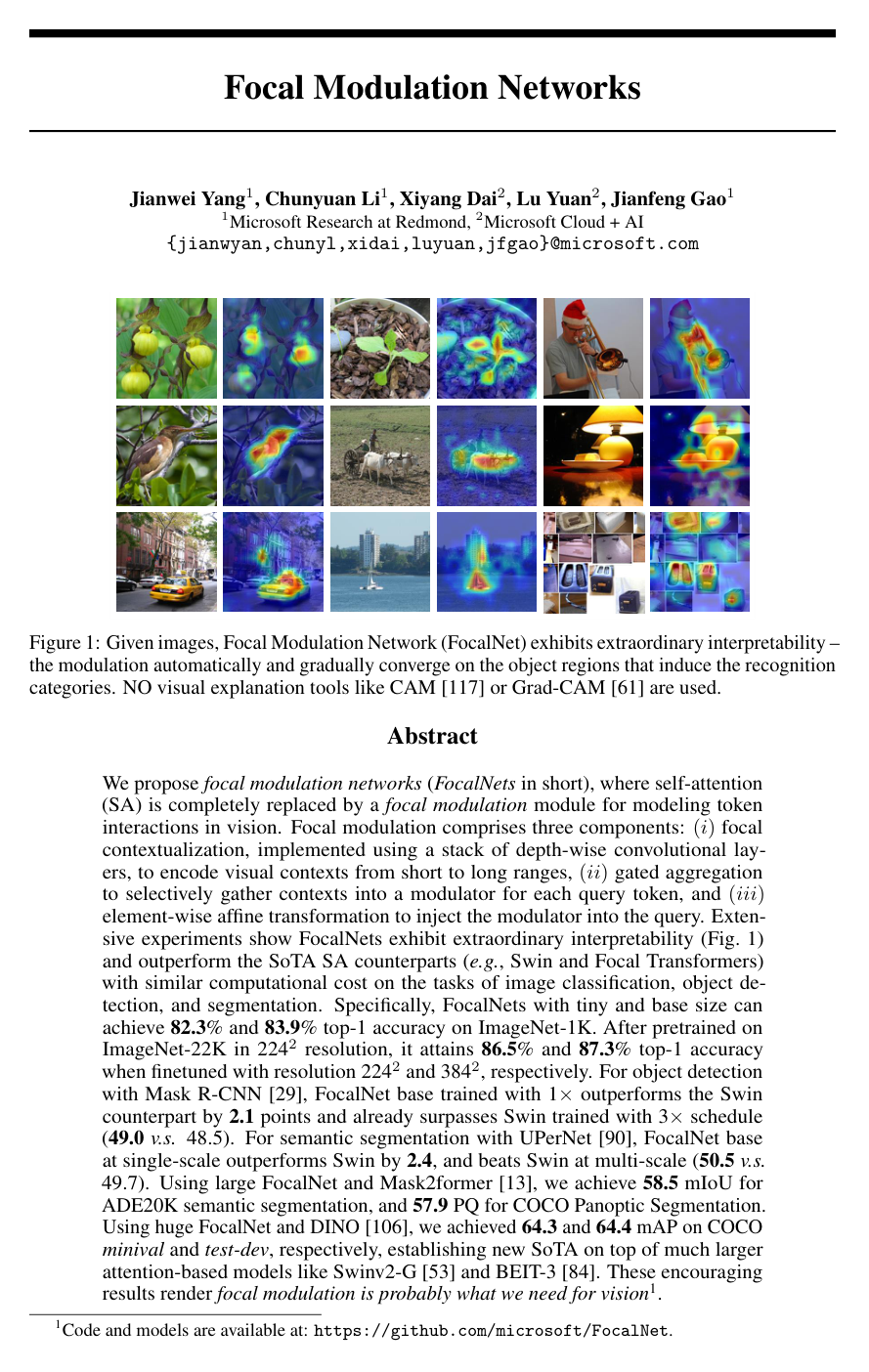 Focal Modulation Networks