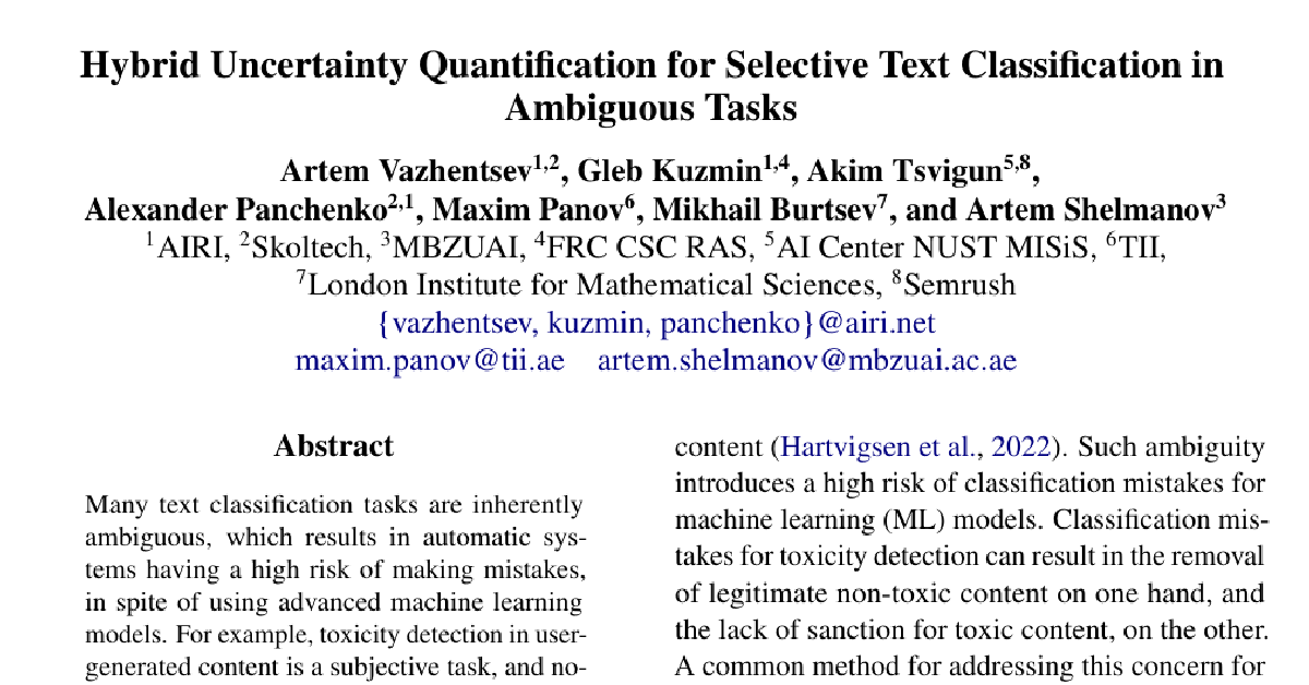 Hybrid Uncertainty Quantification for Selective Text Classification in Ambiguous Tasks cover