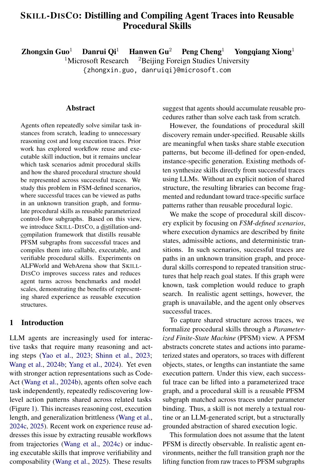 Cover for SKILL-DISCO: Distilling and Compiling Agent Traces into Reusable Procedural Skills