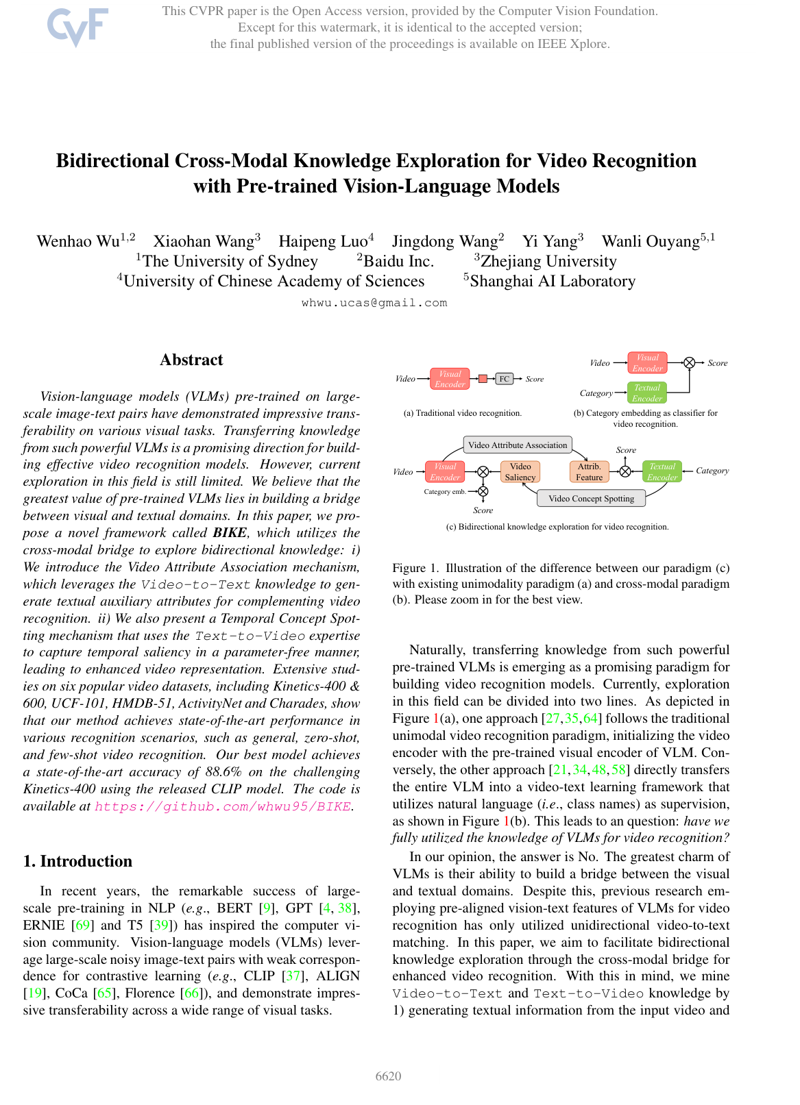 Bidirectional Cross-Modal Knowledge Exploration for Video Recognition with Pre-trained Vision-Language Models