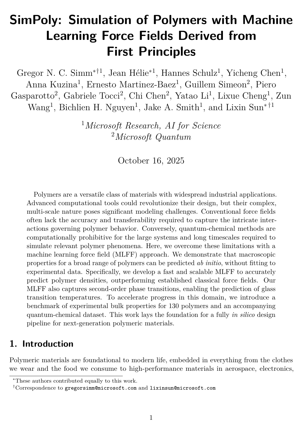 Cover for SimPoly: Simulation of Polymers with Machine Learning Force Fields Derived from First Principles
