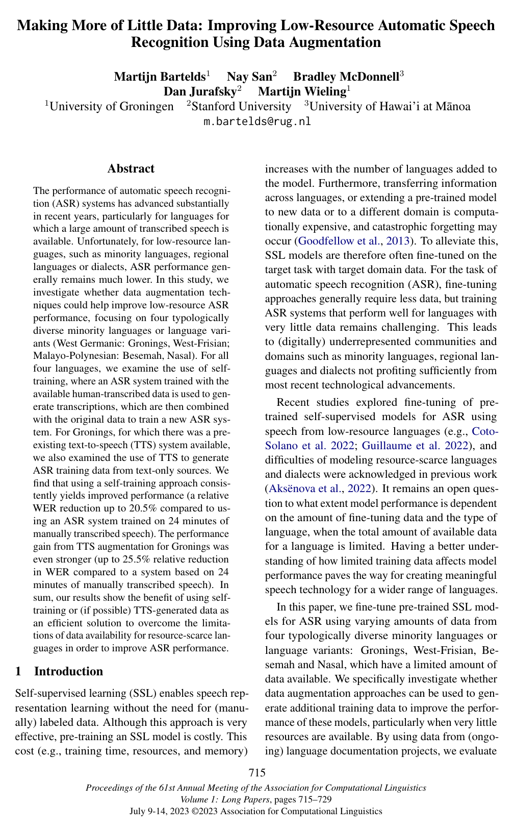 Making More of Little Data: Improving Low-Resource Automatic Speech Recognition Using Data Augmentation