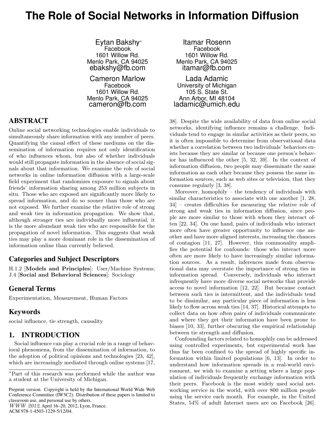 Cover for The role of social networks in information diffusion