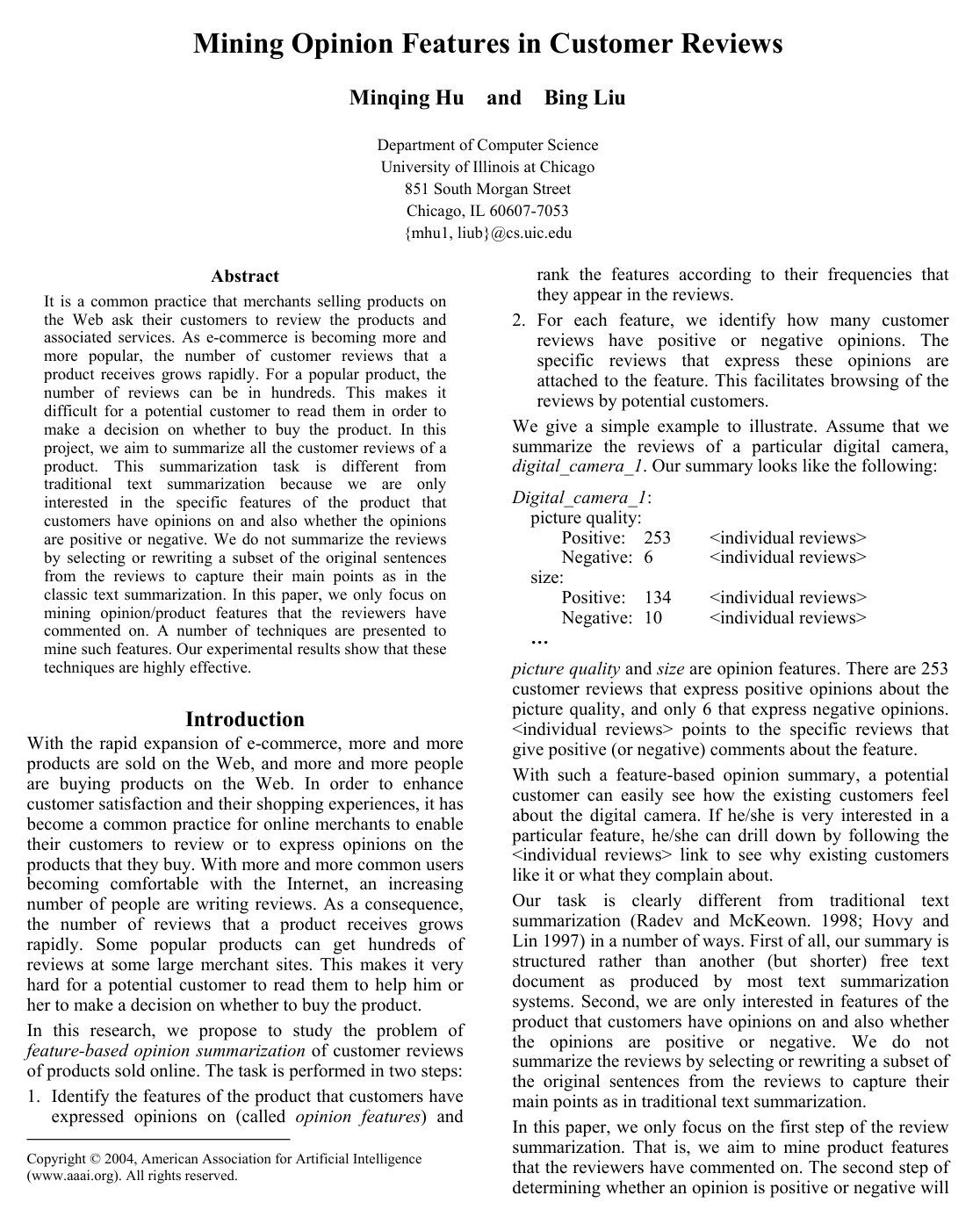 Mining Opinion Features in Customer Reviews