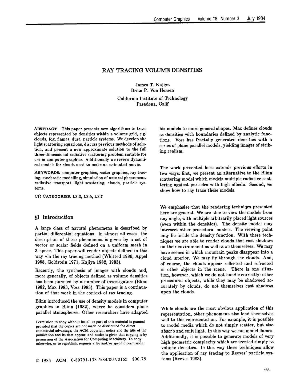 Cover for Ray tracing volume densities