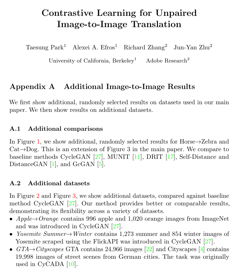 Contrastive Learning for Unpaired Image-to-Image Translation