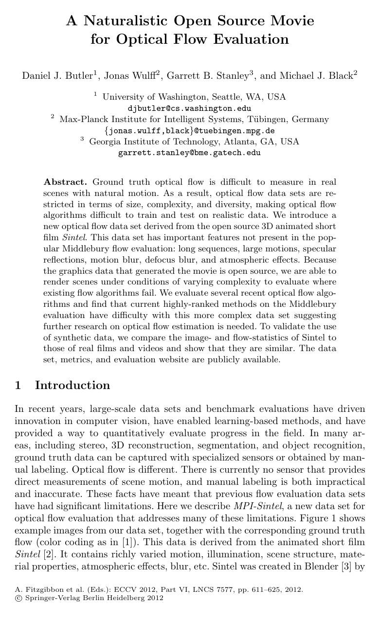 Cover for A Naturalistic Open Source Movie for Optical Flow Evaluation