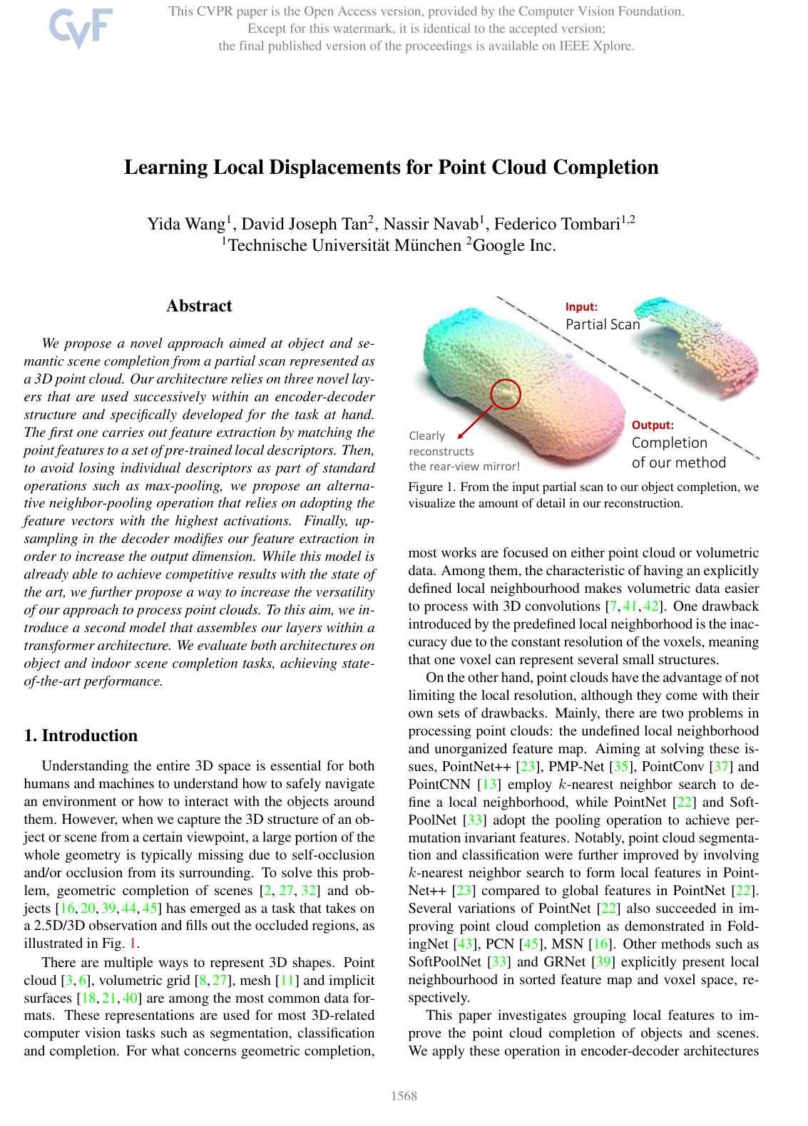 Cover for Learning Local Displacements for Point Cloud Completion