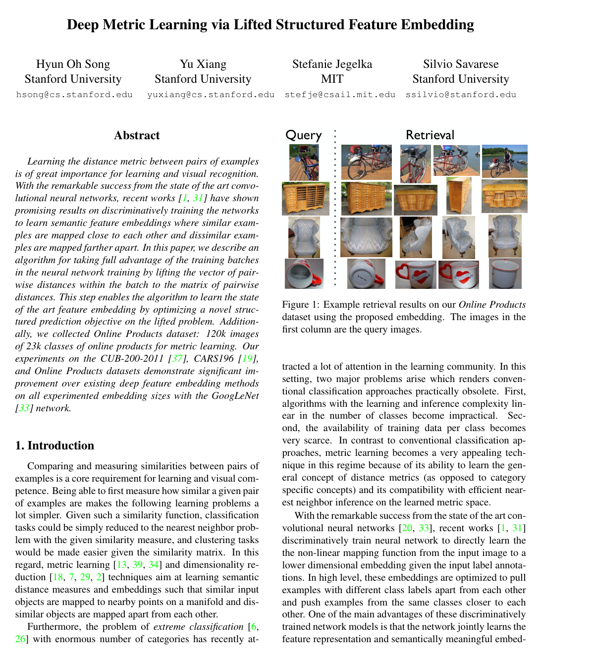 Cover for Deep Metric Learning via Lifted Structured Feature Embedding