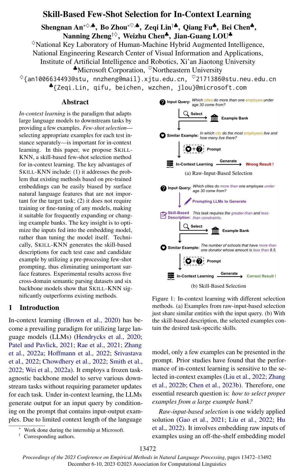 Skill-Based Few-Shot Selection for In-Context Learning