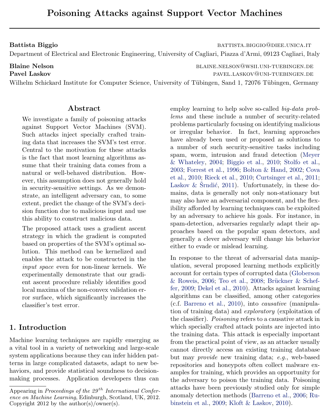 Cover for Poisoning Attacks against Support Vector Machines