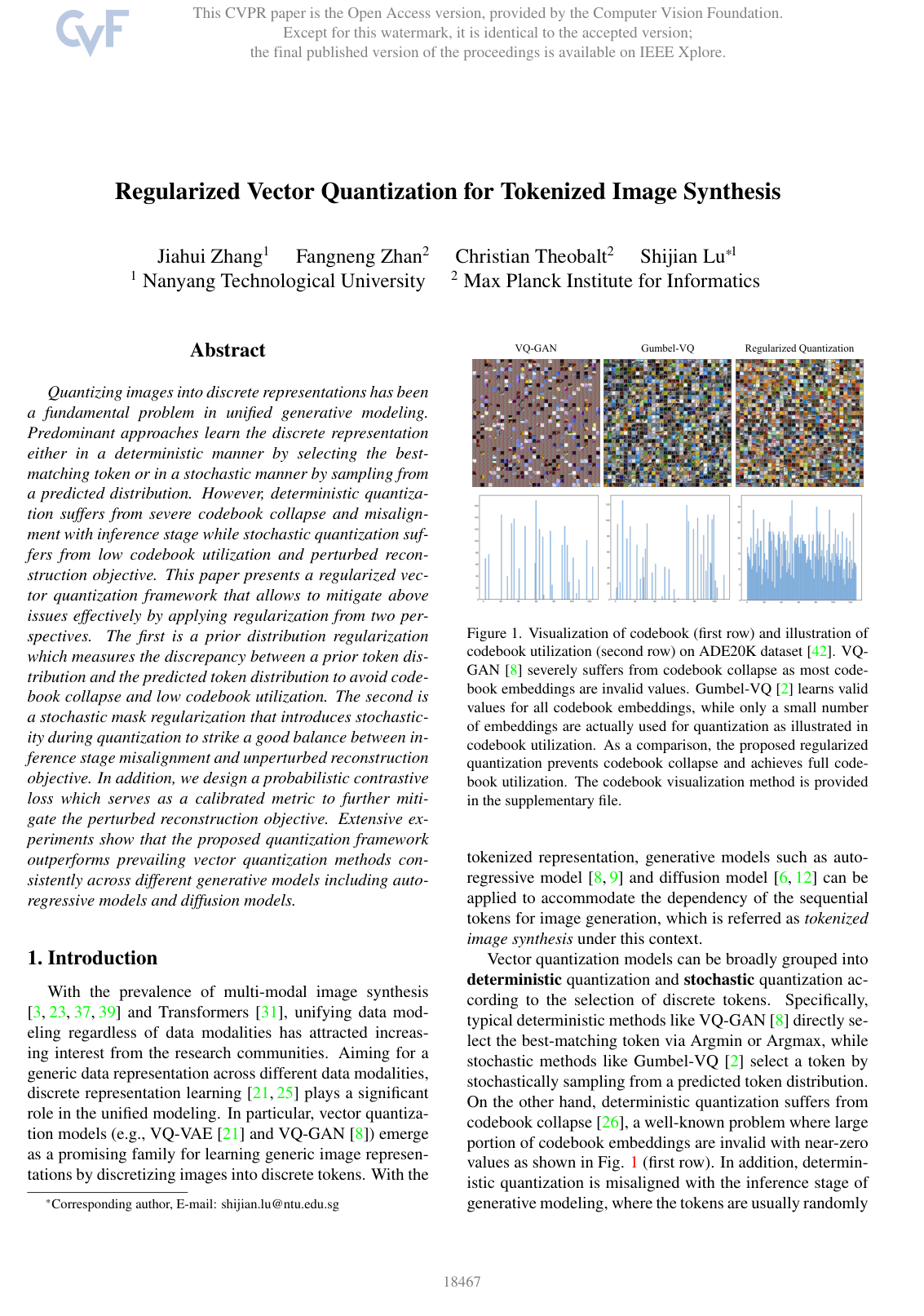 Regularized Vector Quantization for Tokenized Image Synthesis