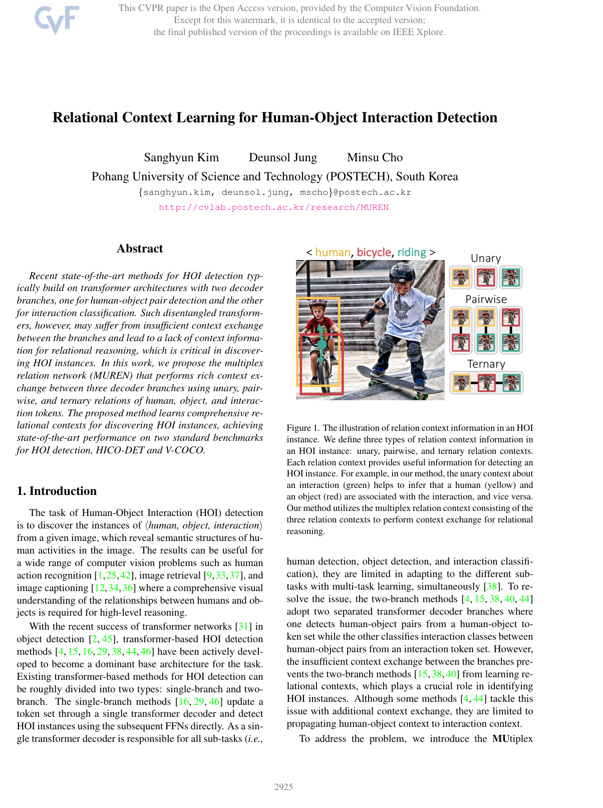 Relational Context Learning for Human-Object Interaction Detection