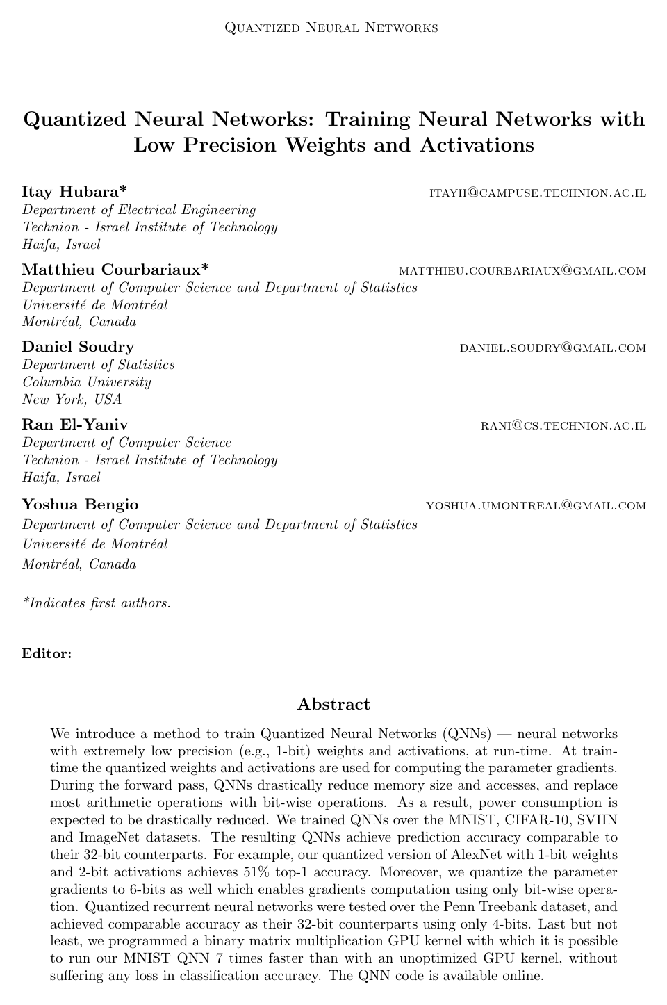 Quantized Neural Networks: Training Neural Networks with Low Precision Weights and Activations
