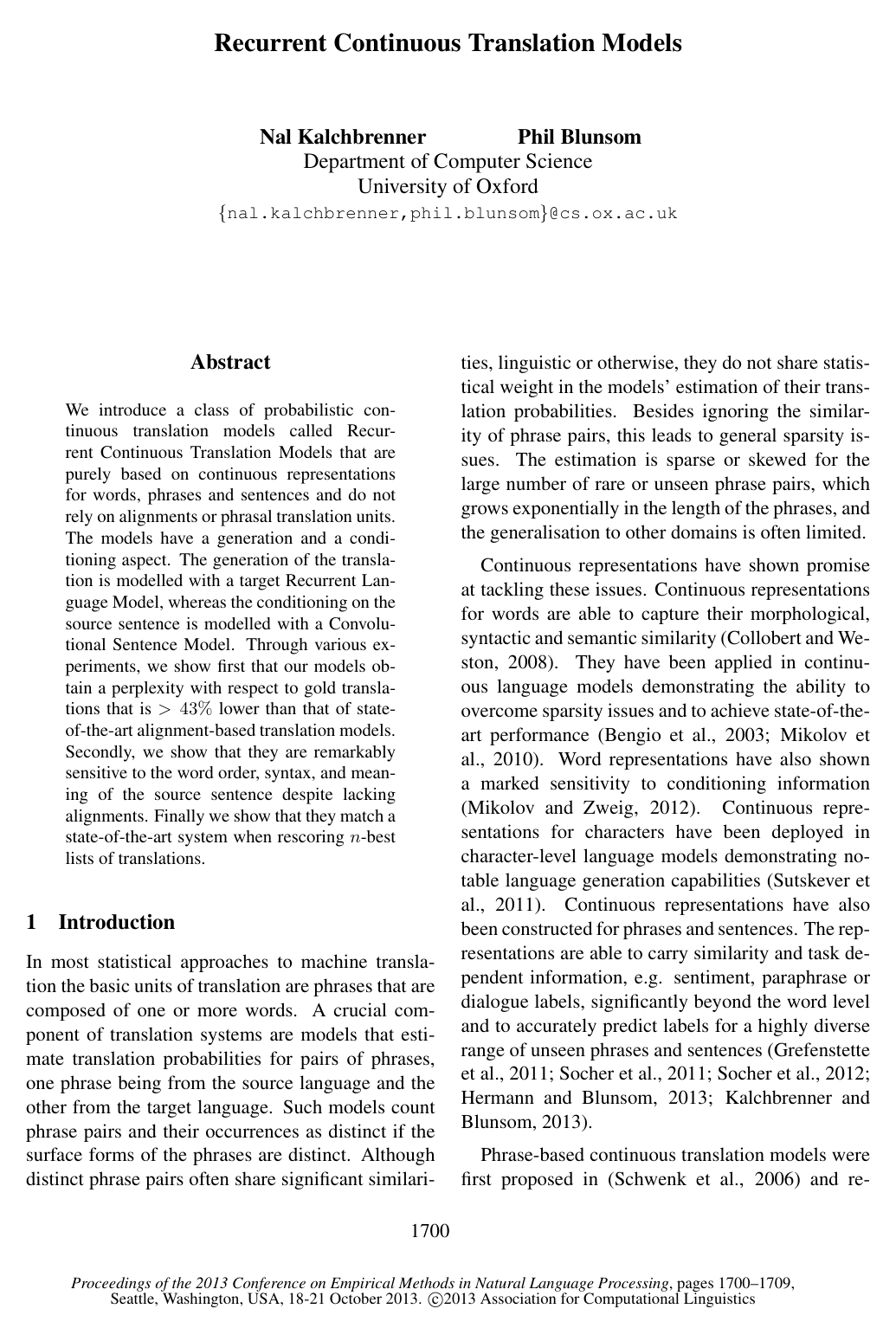 Cover for Recurrent Continuous Translation Models