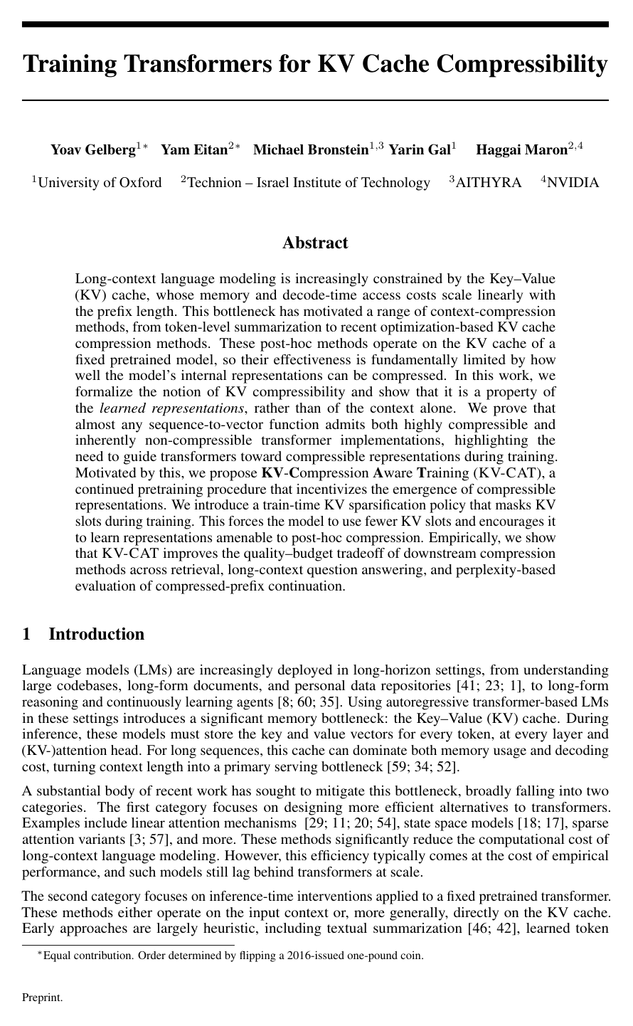 Training Transformers for KV Cache Compressibility